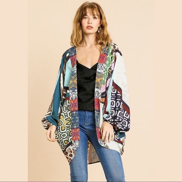 Last 1! UMGEE “Boho Wild” Cocoon Patchwork Kimono - Picture 3 of 8
